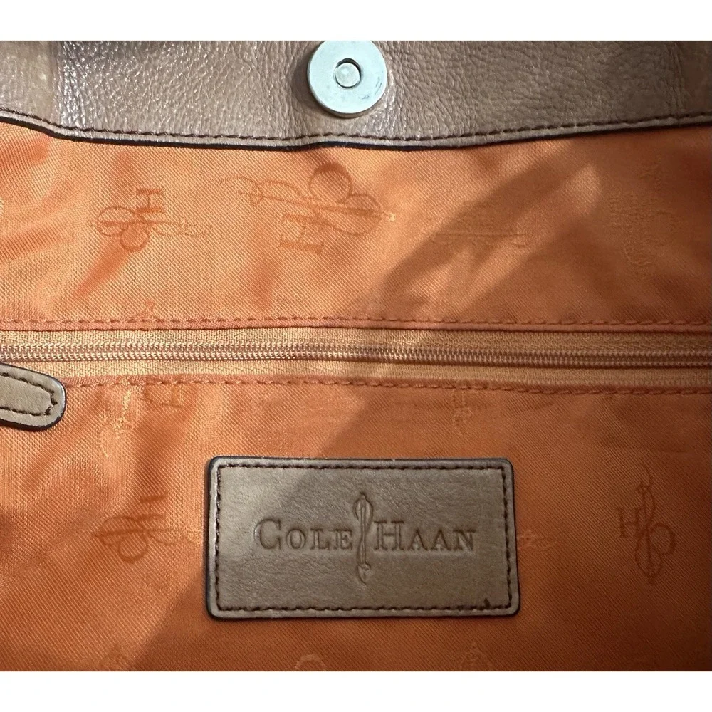 Cole Haan Brown Woven Leather Lined Shoulder Tote‎ Boho